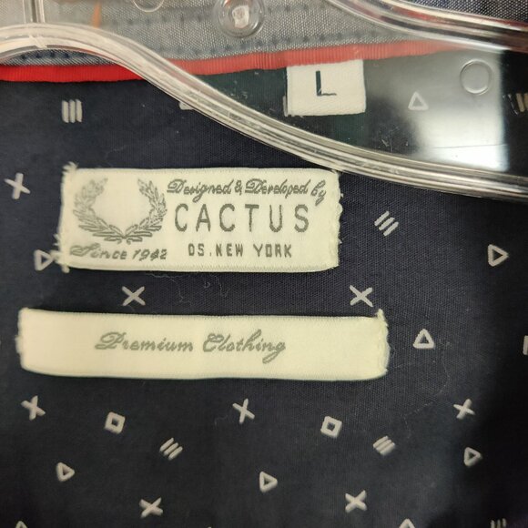 Cactus Men's Button Down Casual Shirt Size Large Novelty Print 100% Cotton - Picture 4 of 9